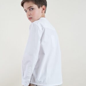 Детская корейская рубашка кремовый вид сзади