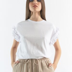 Женская футболка Piazza Italia с рюшами белая